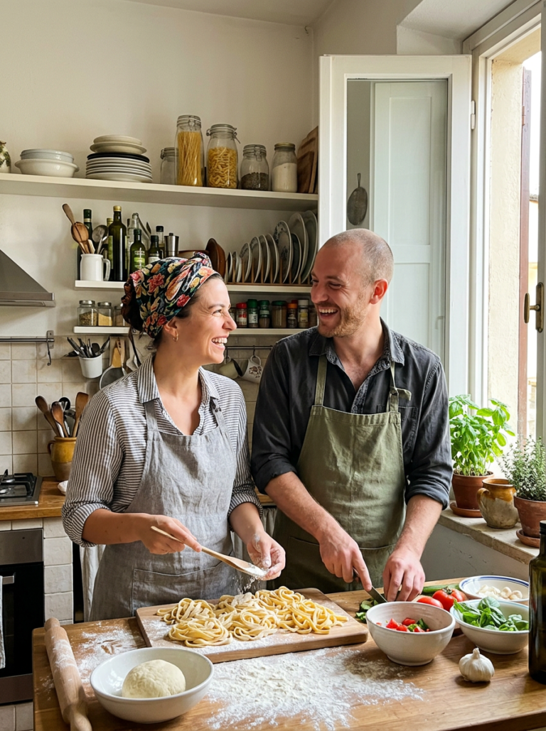 Immagine illustrativa generata con AI: Coppia che cucina insieme
